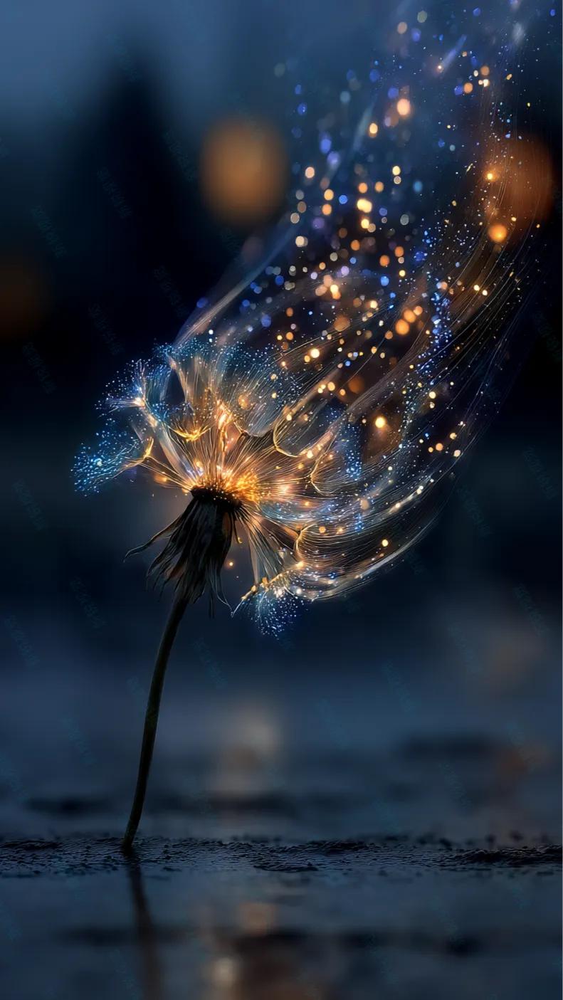 蒲公英梦幻色彩壁纸屏保手机锁屏背景墙的高清图片