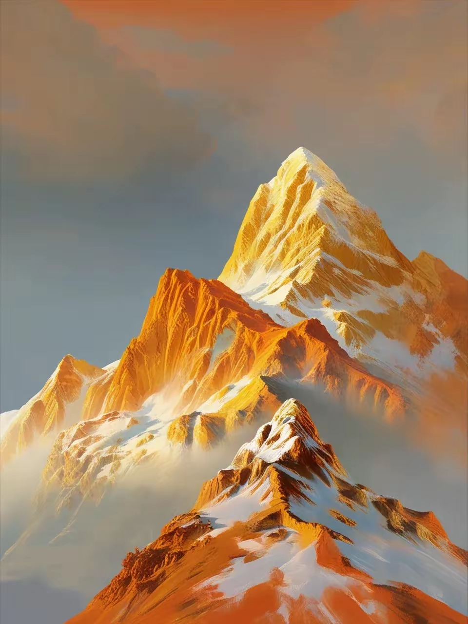 日照金山图片!金灿灿的山峰,赶紧收藏做壁纸屏保背景墙的图片!