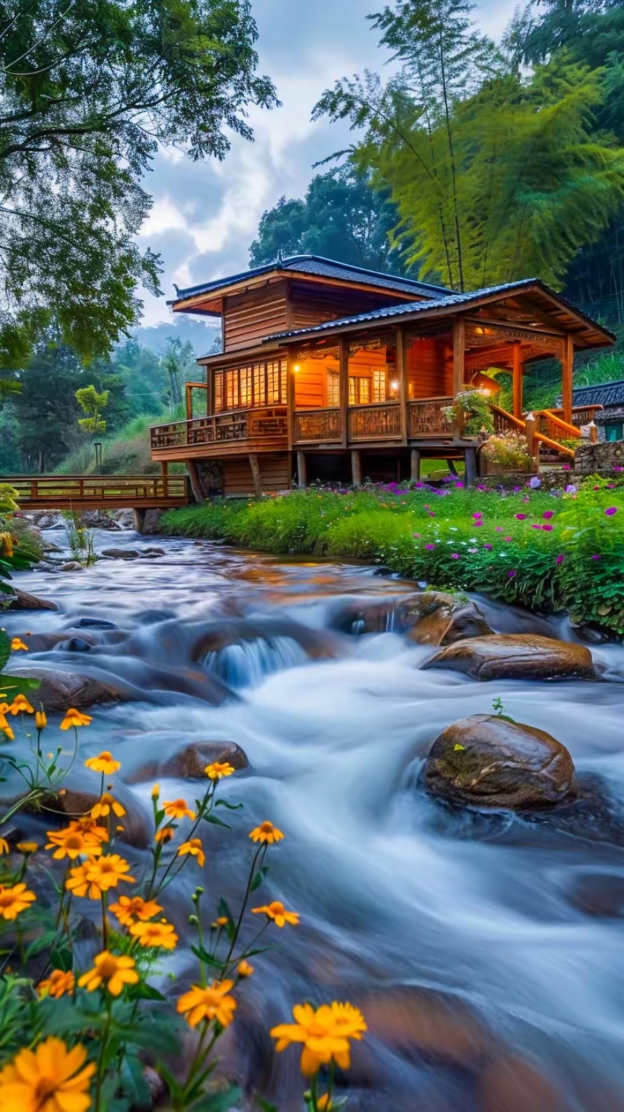 人间仙境般的景色,如果长期生活在这样漂亮的环境中估计能多活五十年.