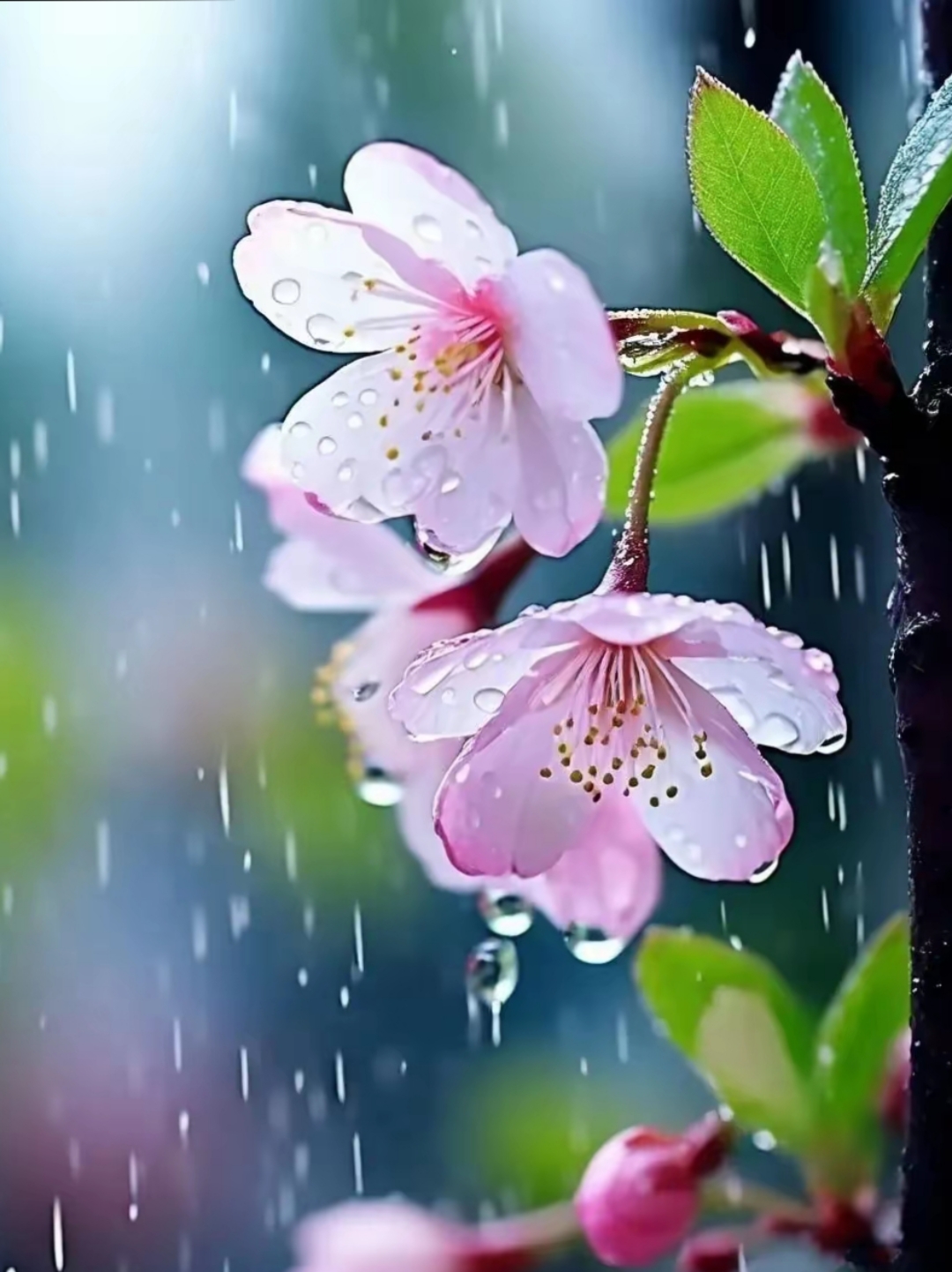 带雨滴的花朵图片!清新干净靓丽淡雅!