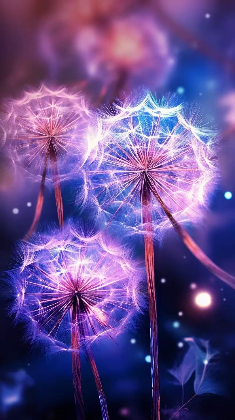 "夜空下的梦幻蒲公英,随风起舞,美得让人屏息