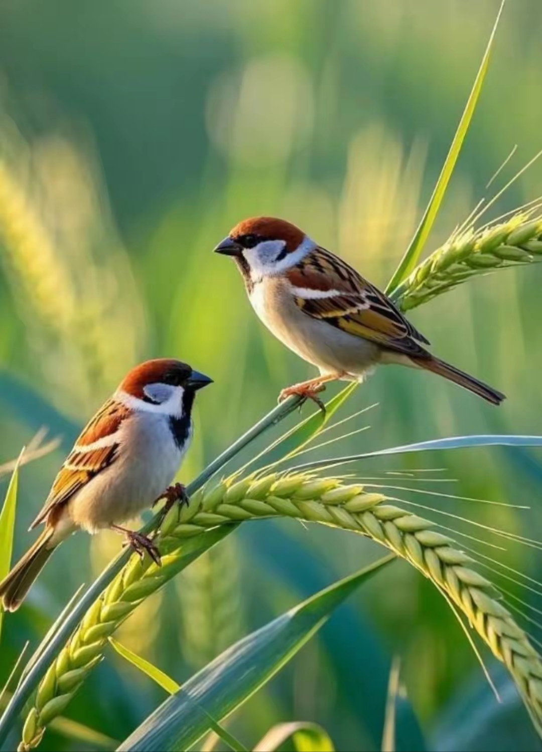 麦穗上的小麻雀图片!