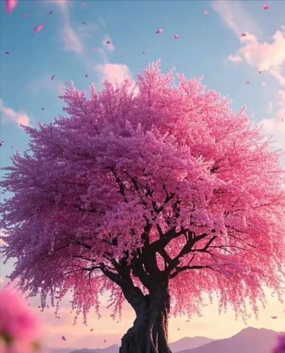 漂亮的粉色樱花树图片!