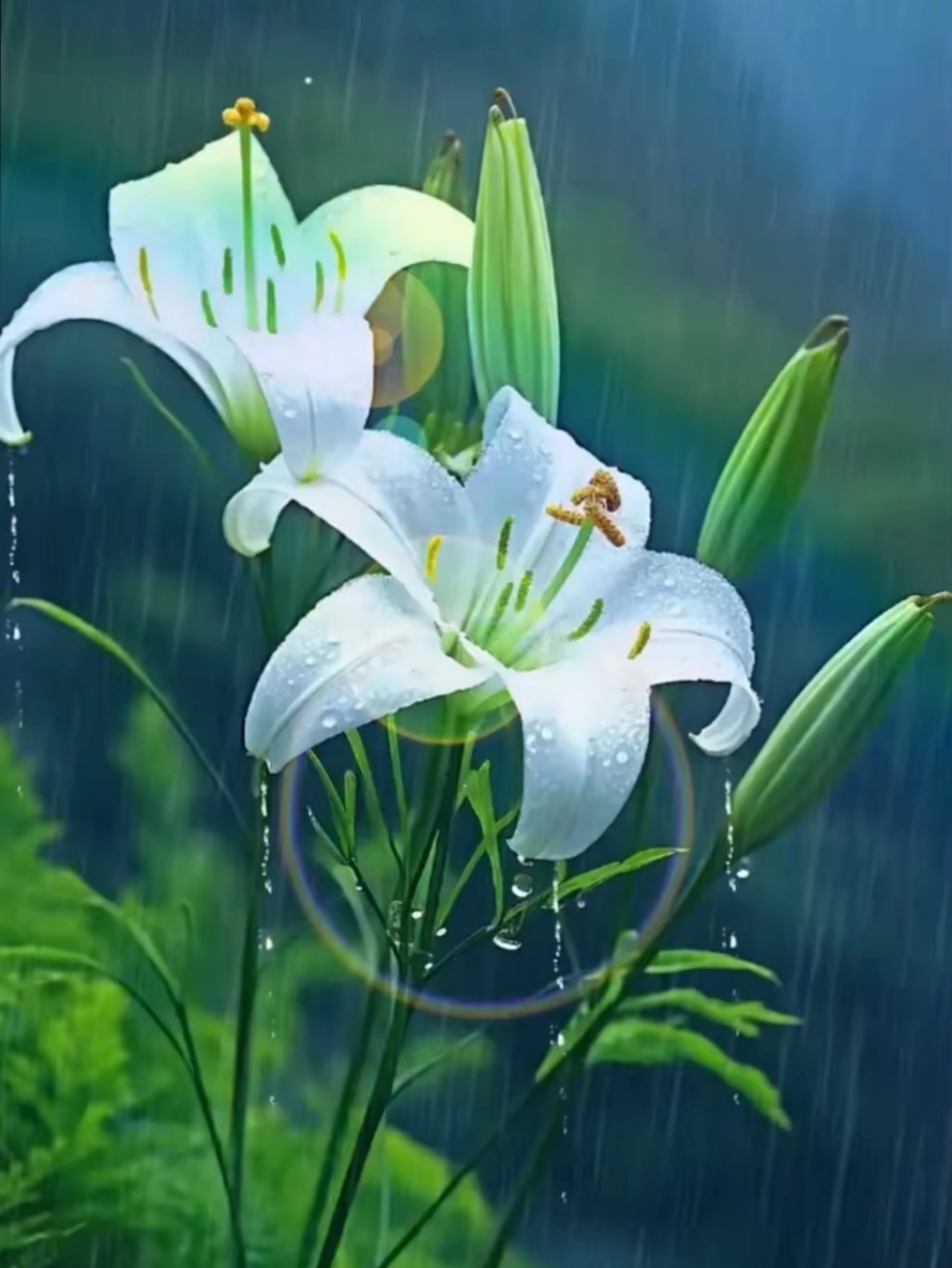 雨中的百合花图片 花瓣带雨娇艳无比