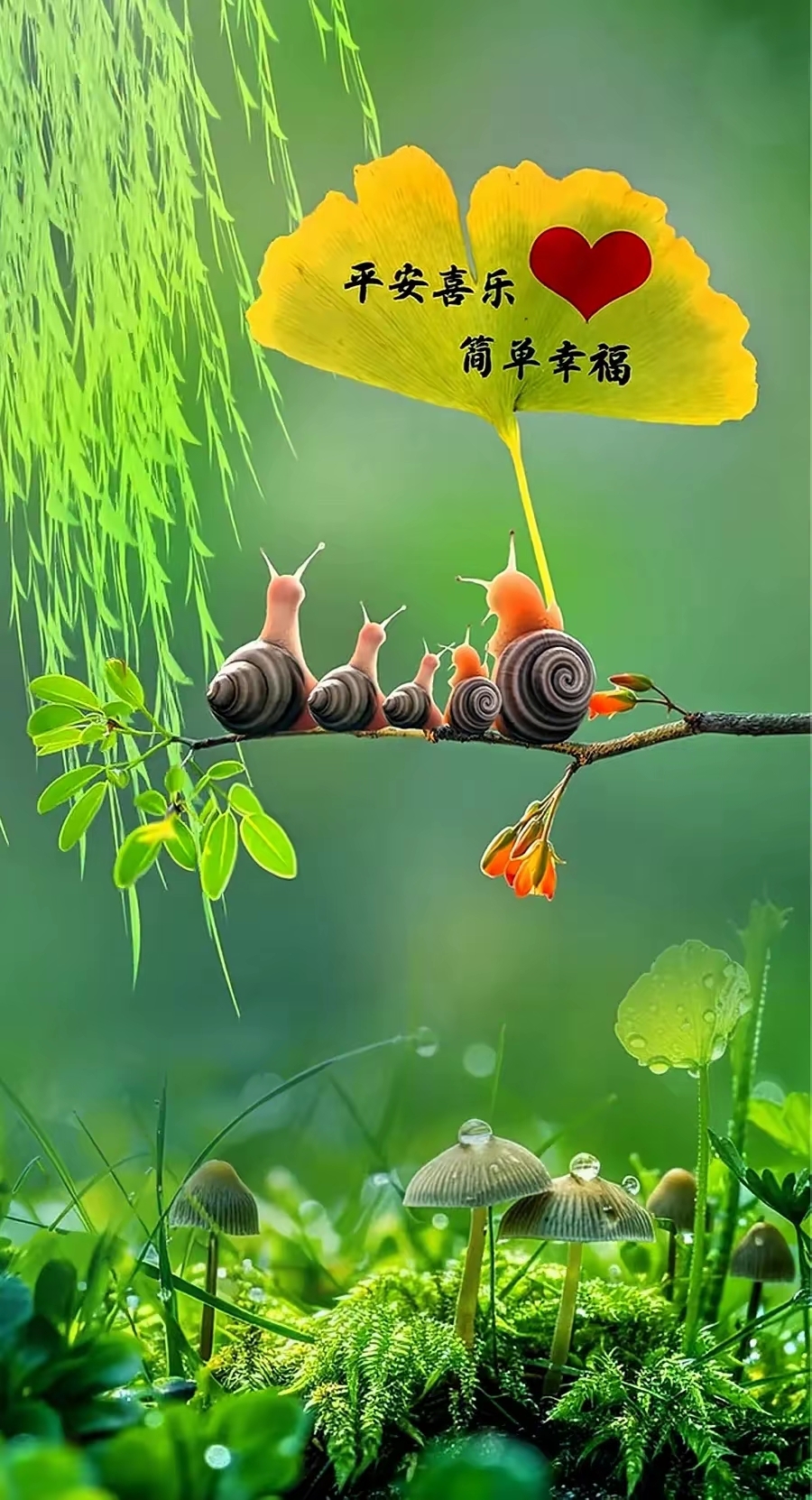 漂亮温馨的生活寄语图片.可爱的幸福快乐的蜗牛图片