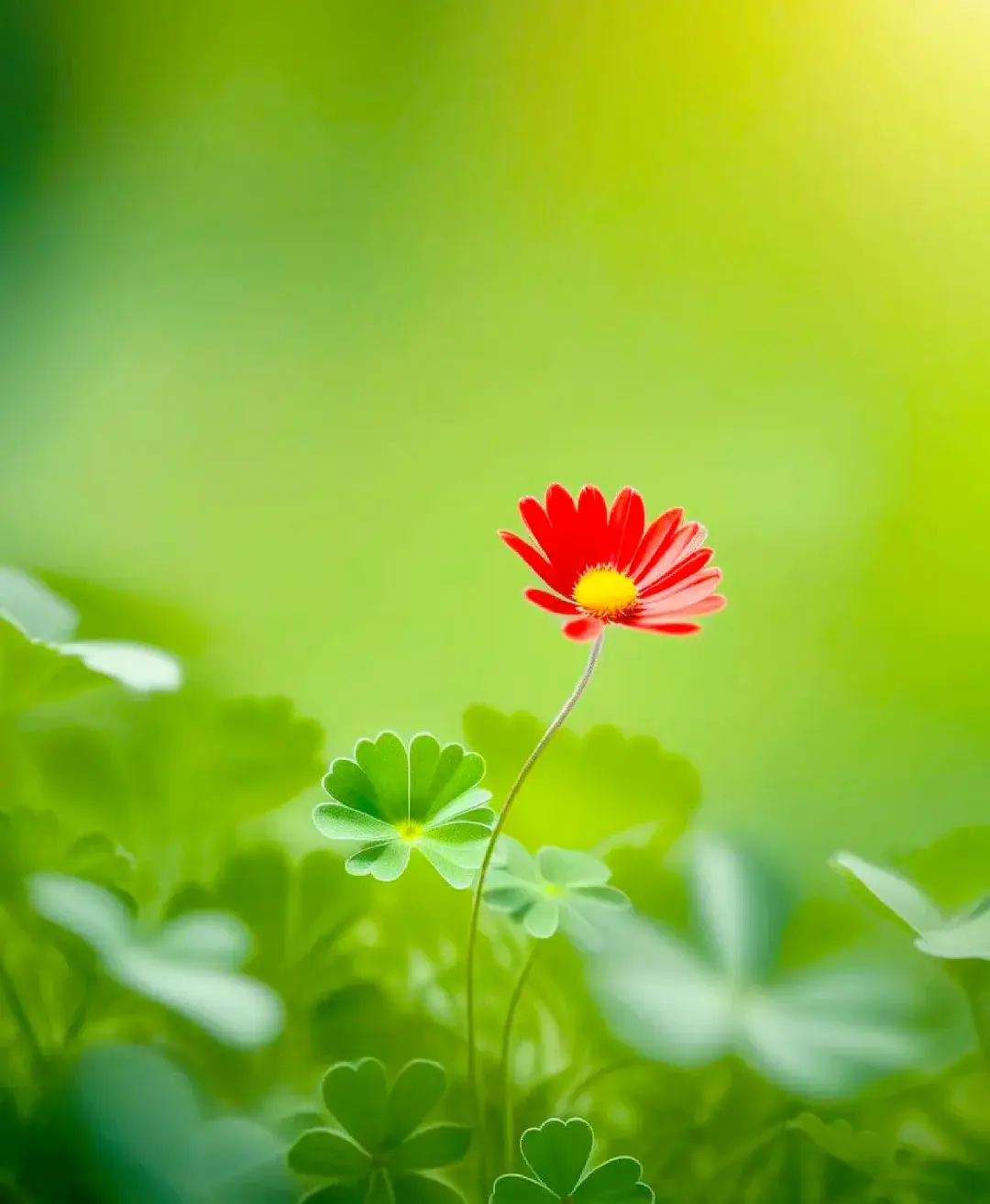 一朵漂亮的小红花图片 在绿草丛生的大地上显得更加耀眼