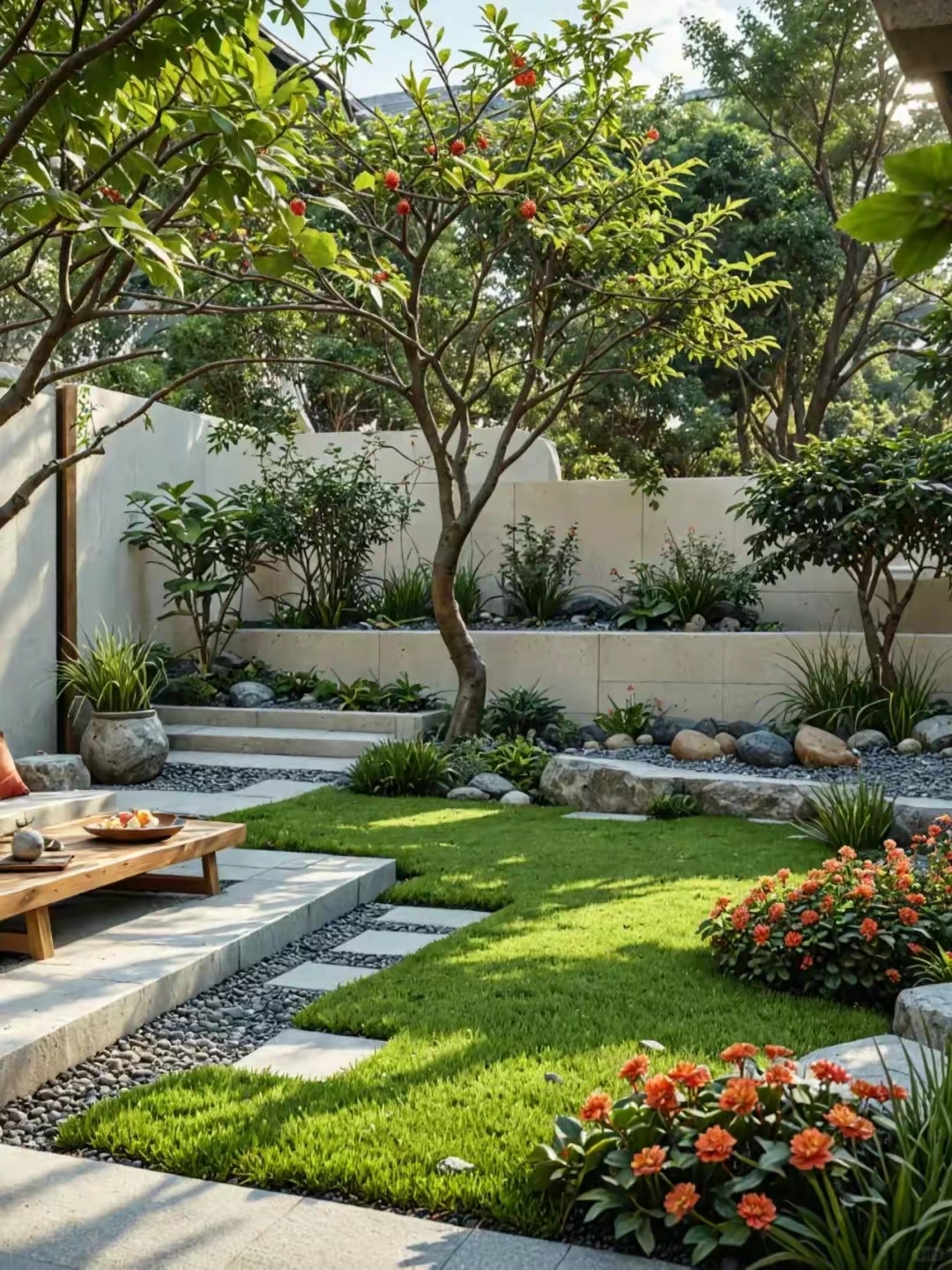 漫步在精心打理的花园小径,粉嫩的绣球花点缀其间,让人心情愉悦