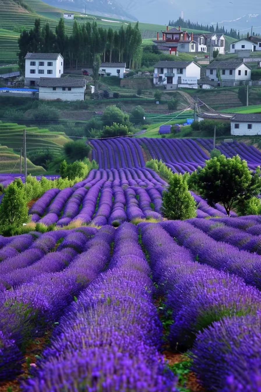 薰衣草花海描写图片