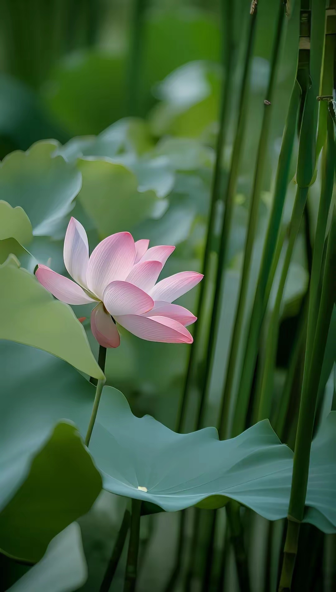 夏日竹林,一抹粉嫩清新脱俗