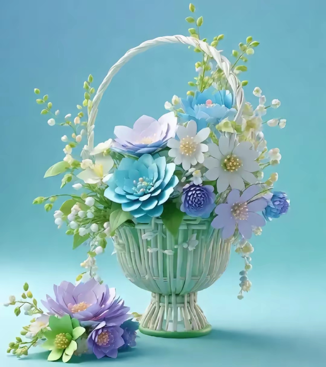 春日花篮,缤纷绽放,心情也跟着明媚起来!清新淡雅干净靓丽的花篮图片!