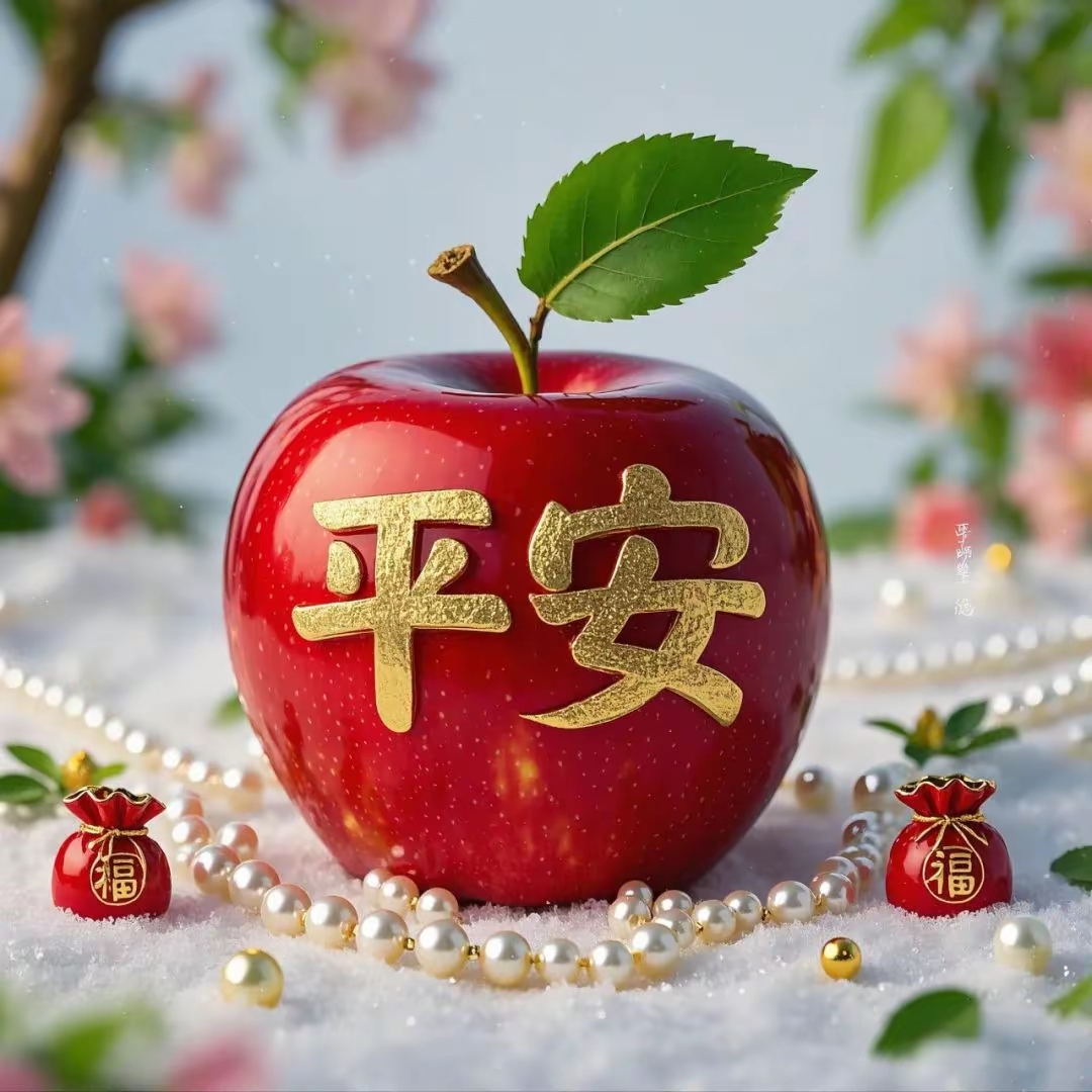 新年红苹果,寓意平平安安,珍珠点缀更显富贵,愿你新的一年健康幸福