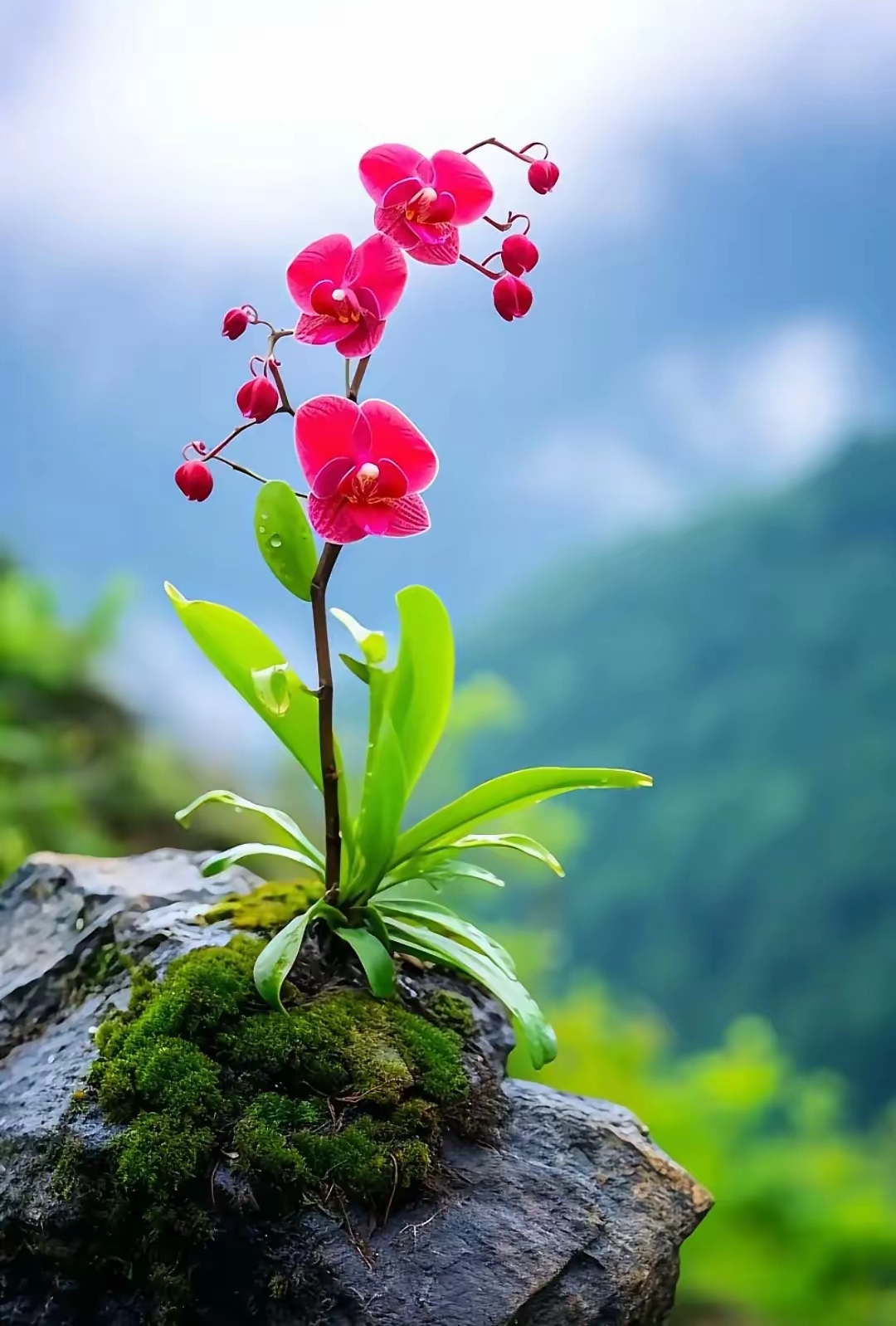 悬崖边百合花开的图片图片