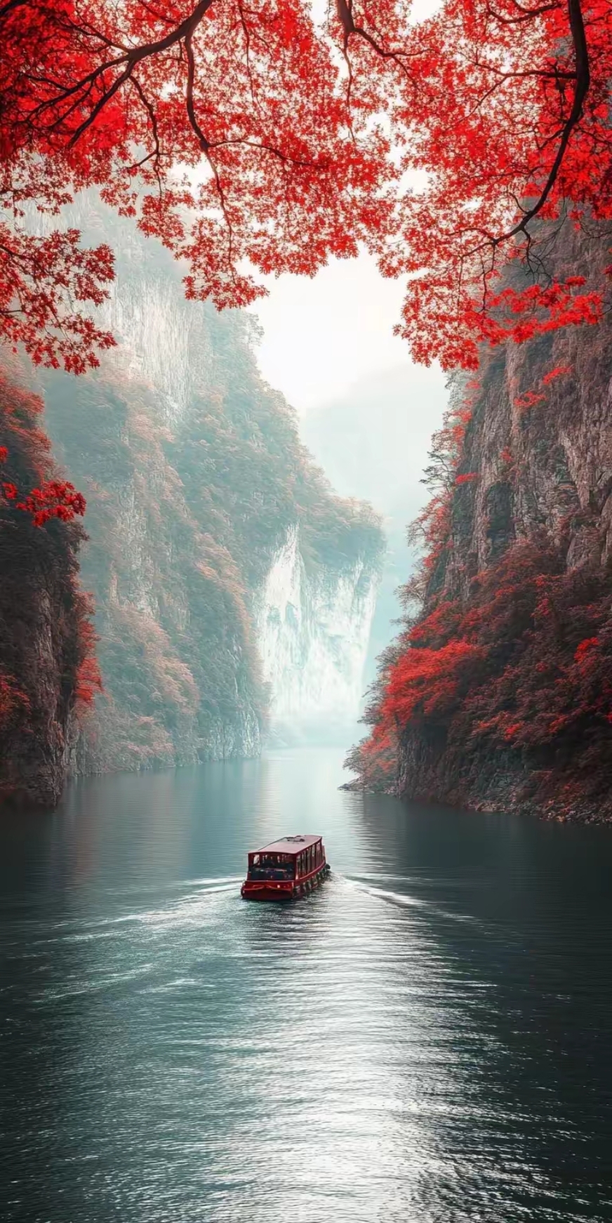 秋意浓,三峡行,红叶舞,碧水长.漂亮的三峡图片!