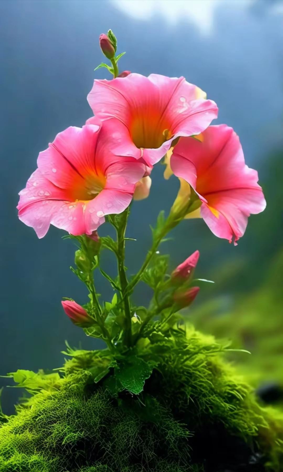 漂亮的小花朵图片!深山背景鲜花盛开的图片!