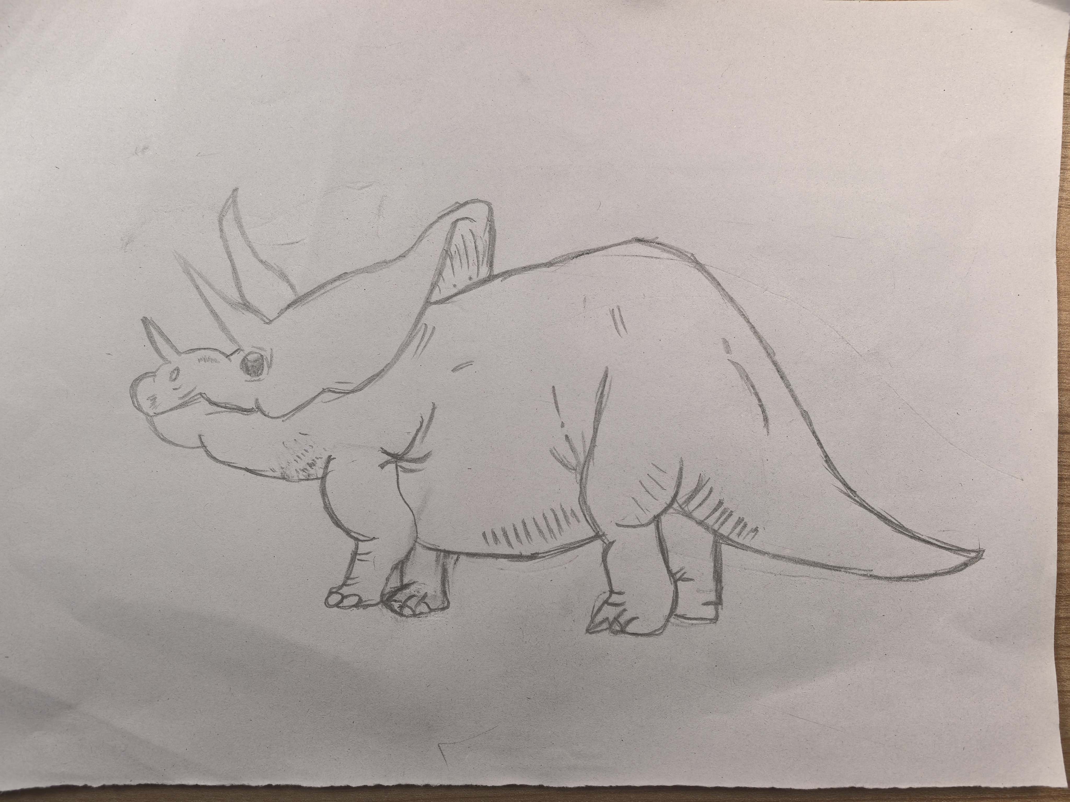 育儿有妙招# #画画交流组# 儿童三角龙简笔画,三年级小朋友的作品