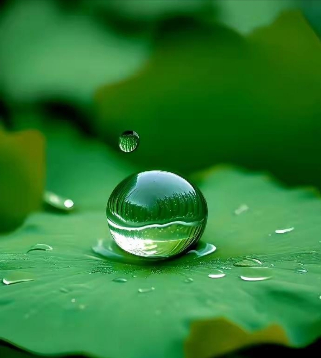 雨后树叶上水珠的图片图片