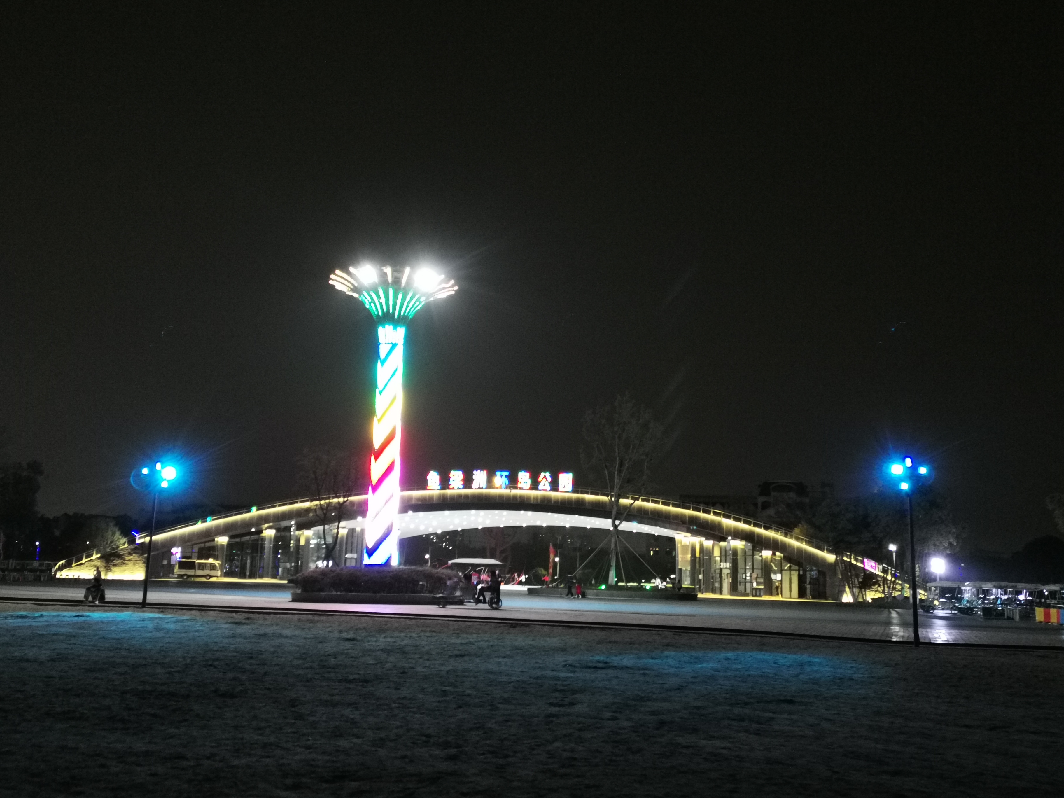 襄阳鱼梁洲夜景图片