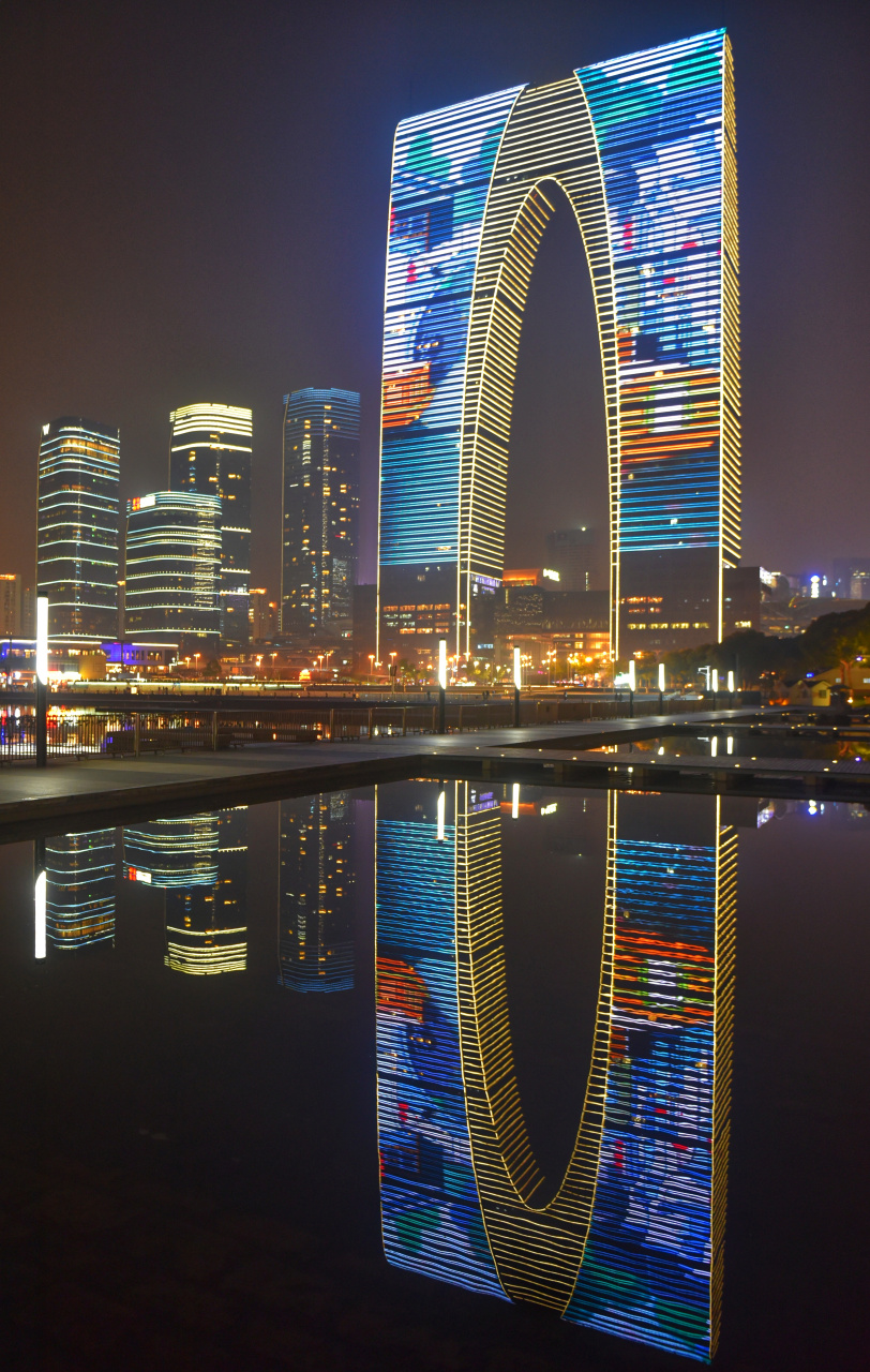 苏州东方之门夜景介绍图片