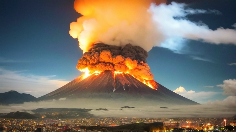 富士山喷火口图片