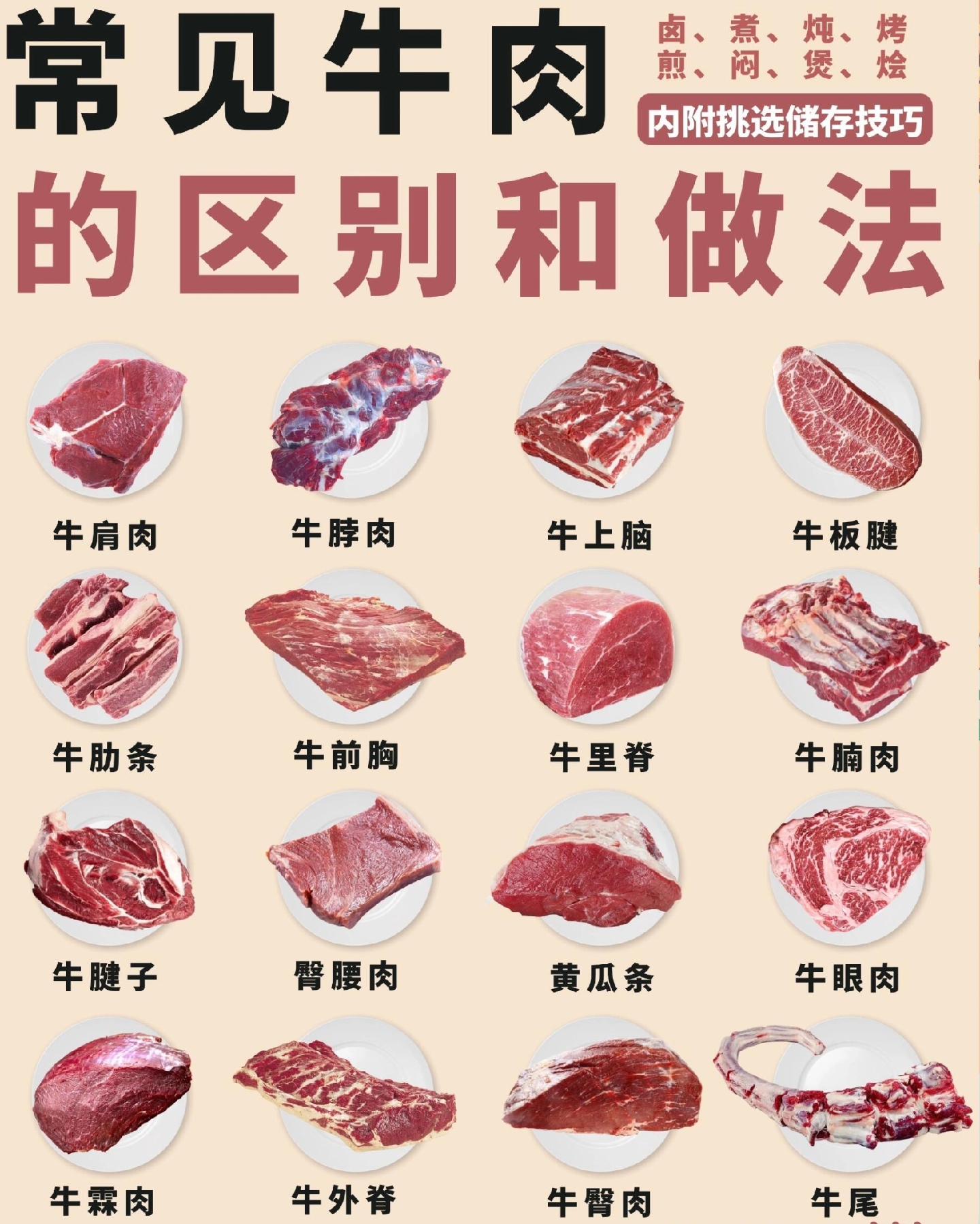 常见牛肉各部分的区别和做法,牛肉好吃的部位都在这里啦!