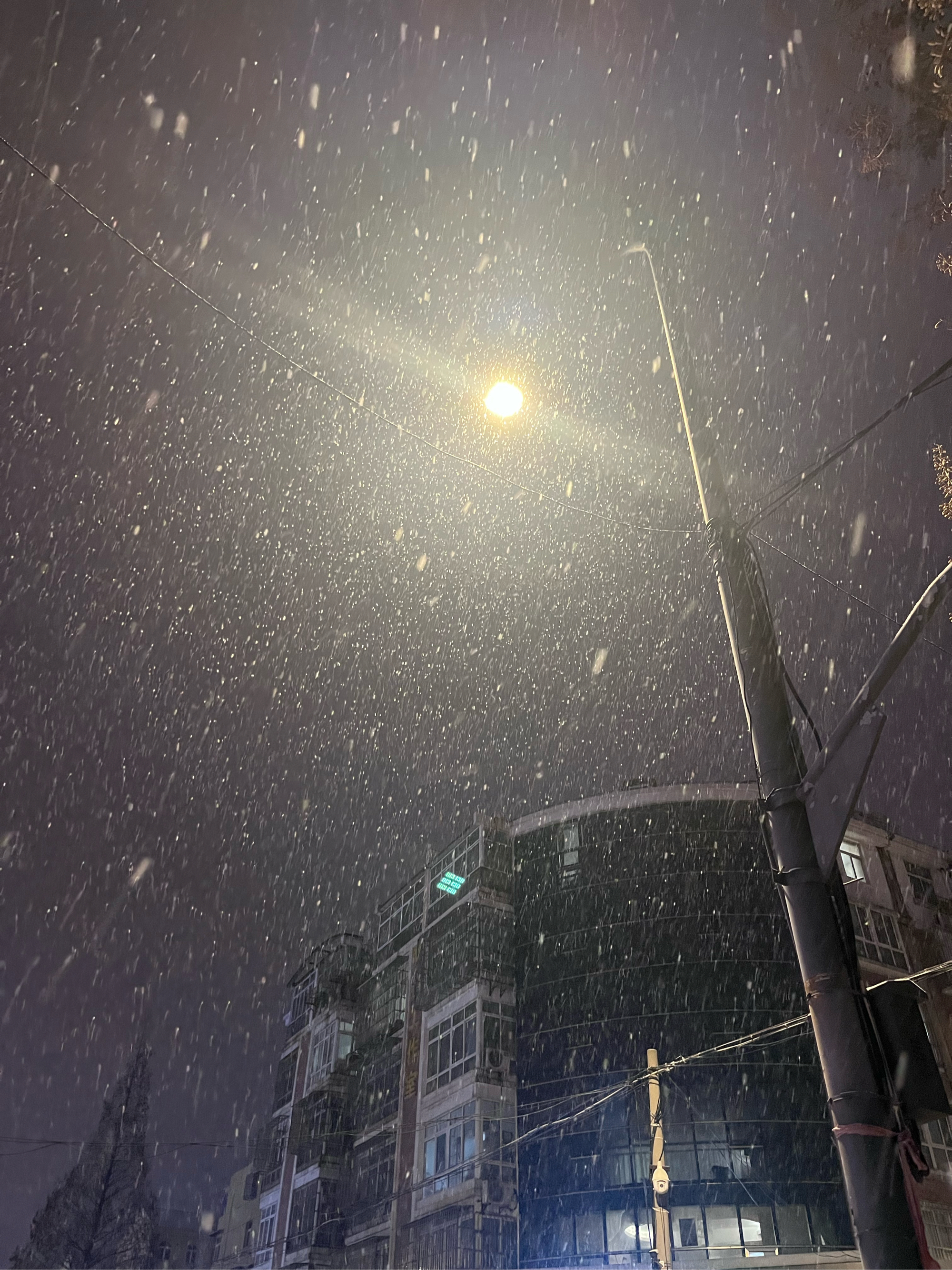 大雪纷飞唯美图片夜晚图片