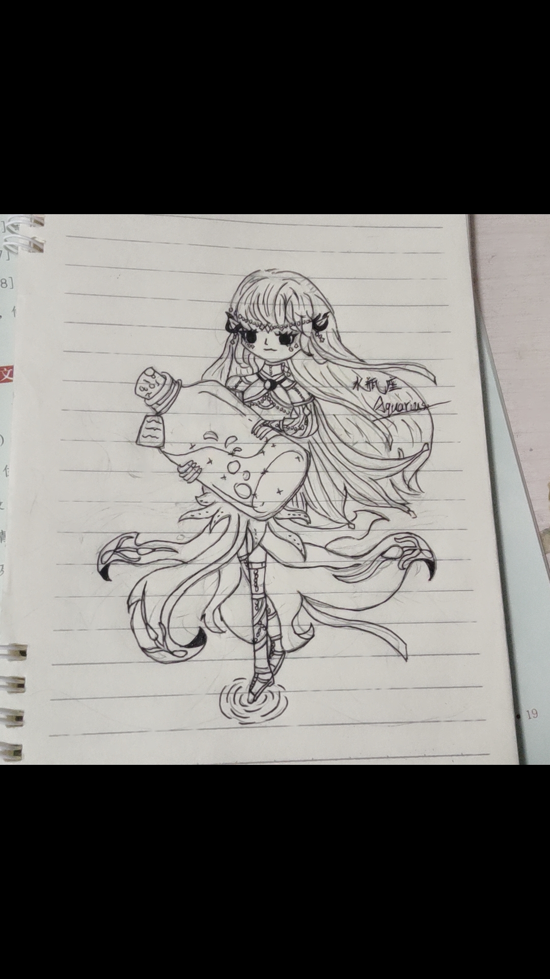 我画了一个关于水瓶座的小姐姐,她手持魔法水瓶,长发飘逸,是不是很