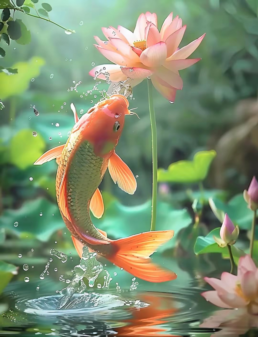老话说"水聚财,鱼有灵" ,当灵动锦鲤游弋,水波漾起圈圈财气