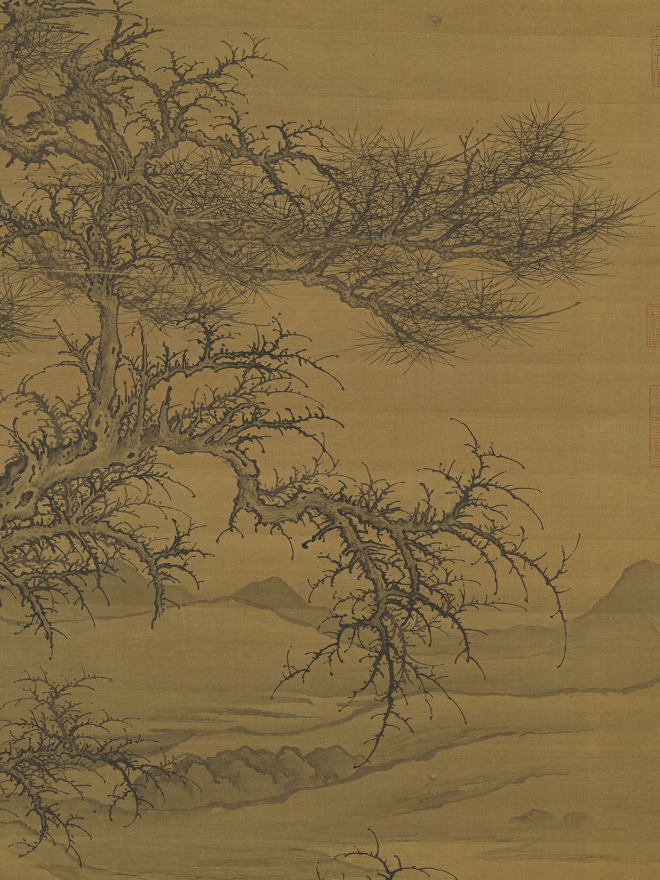 无作者款印,右上角仿题"李成寒林平野".