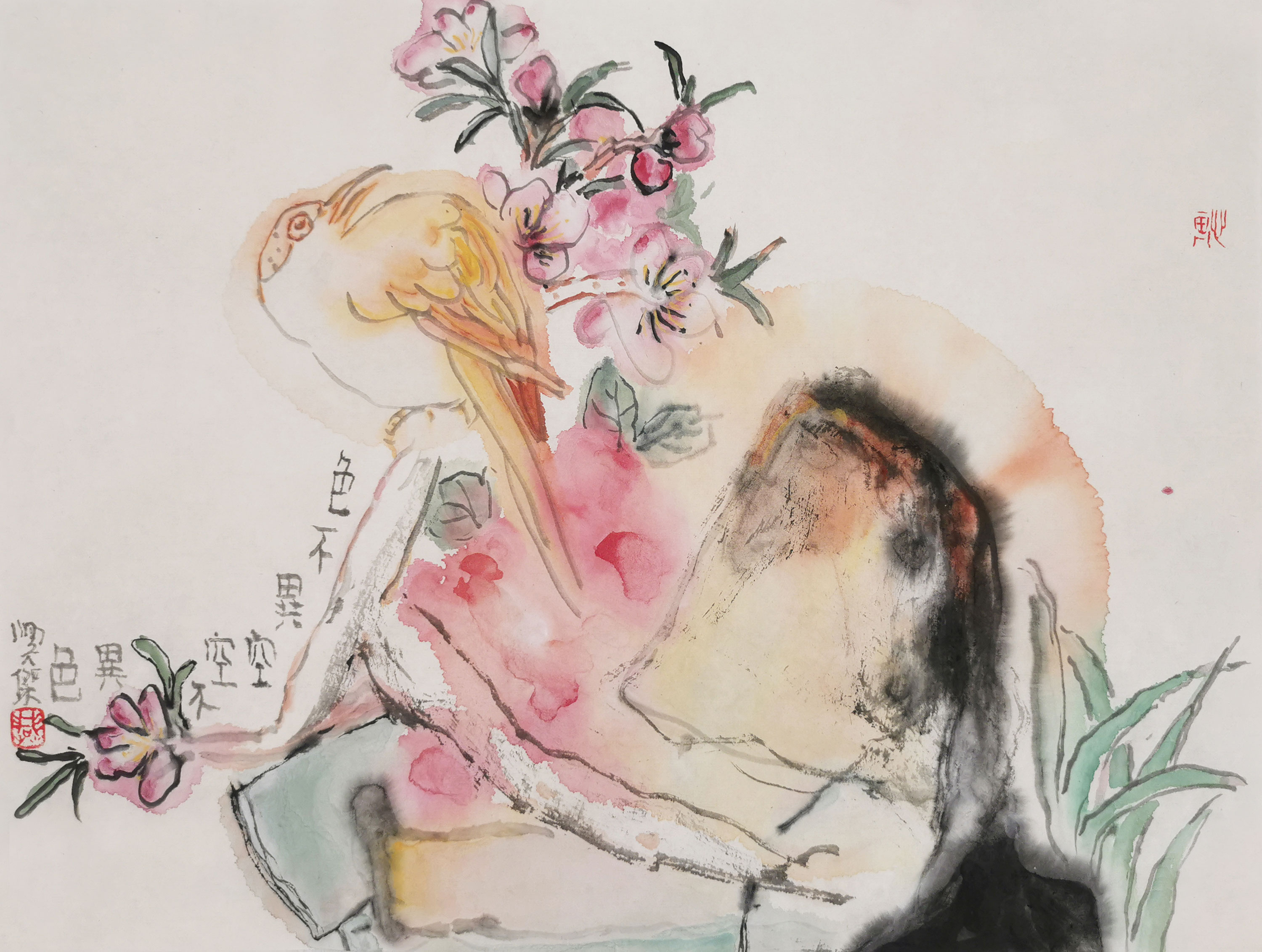 空即是色 李兴杰作品《色不异空》 尺寸:34cmx45cm 材质:纸本设色