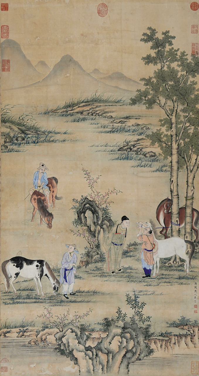 清人-禹之鼎《相马图》 相马经上说,挑马要先排除三羸五驽,三羸包括