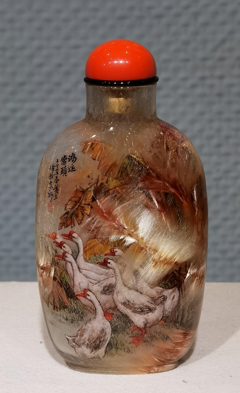 中国工艺美术大师黄三先生天人合一内画作品.