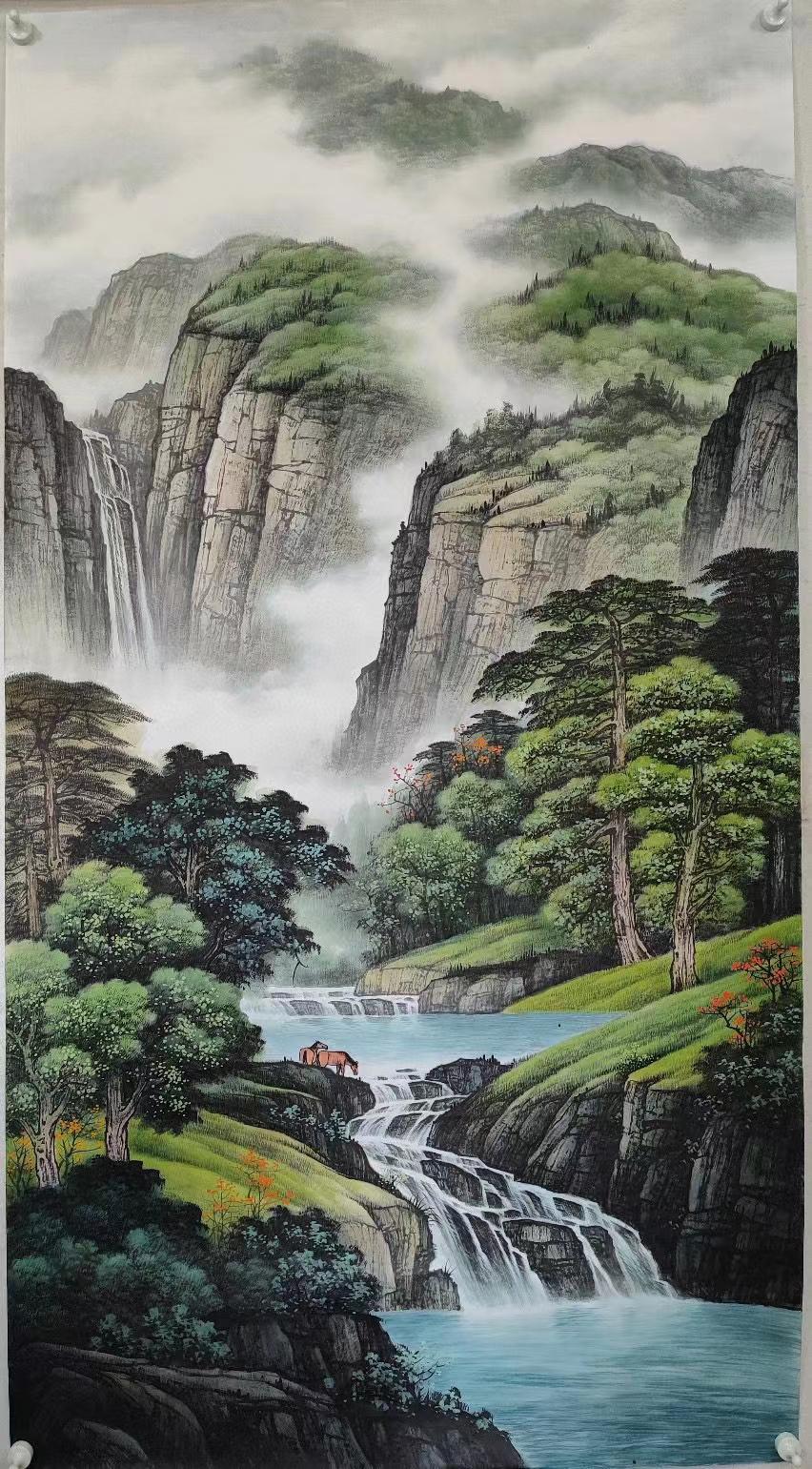 竖幅国画山水画欣赏图片