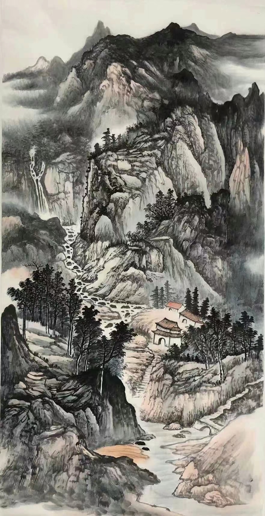 国画山水竖幅图片图片