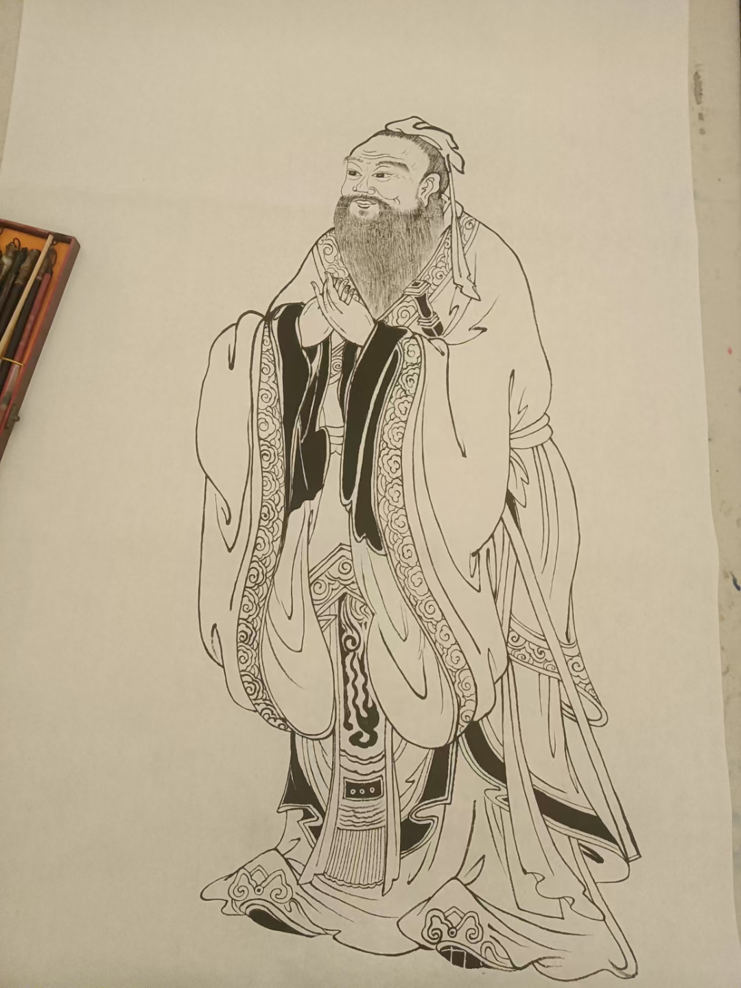 工笔白描画 已经很多年了又称线描画