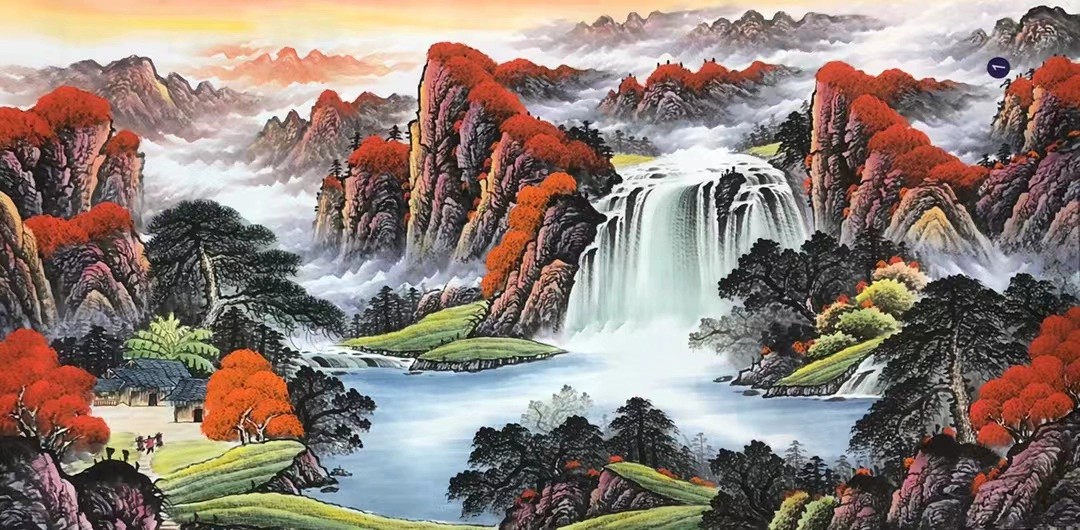 罗加州笔下的国画山水画鸿运当头大八尺横幅的可以订画