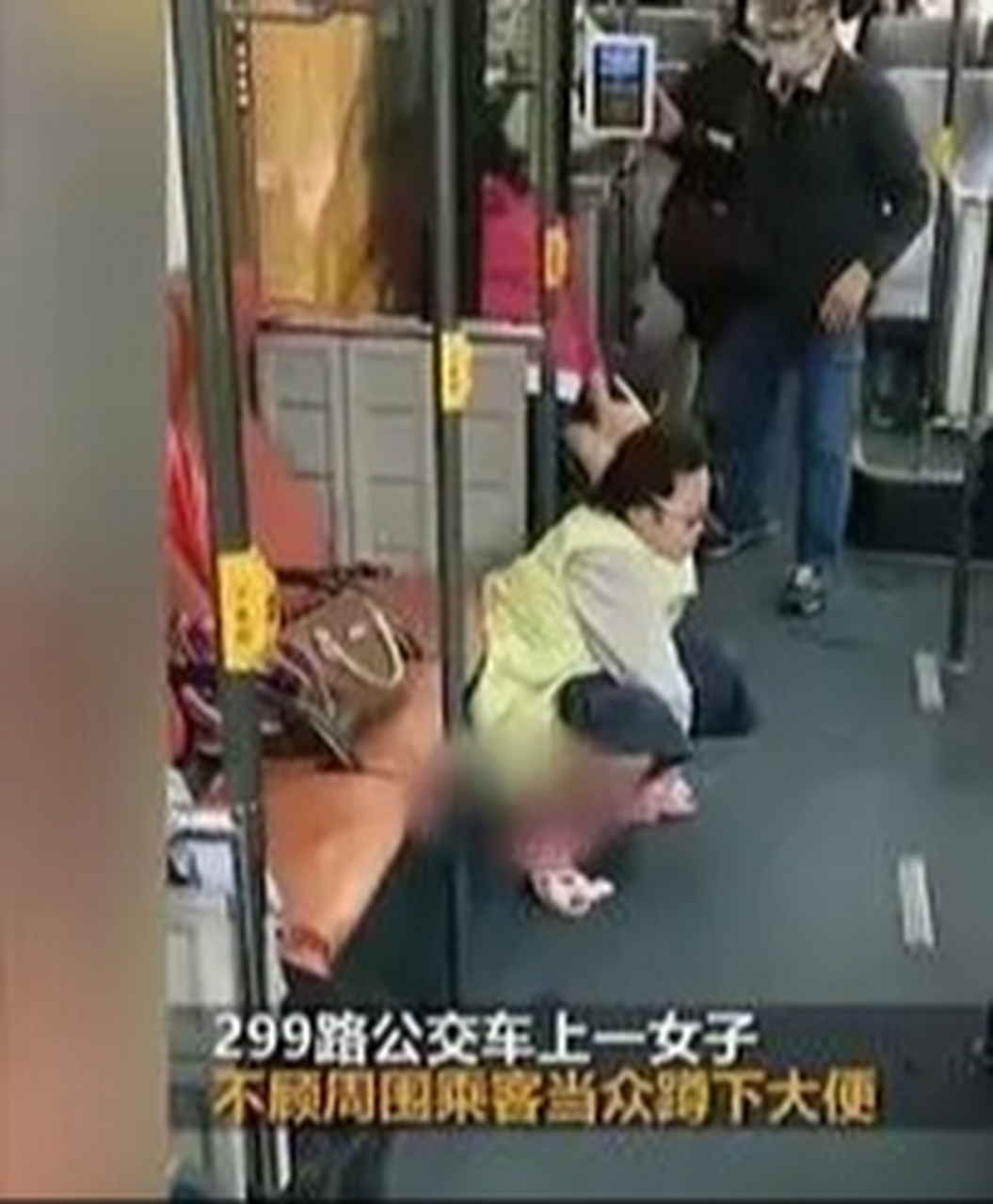 一女子在公交车上公然拉大便,司机见状只好立即将车