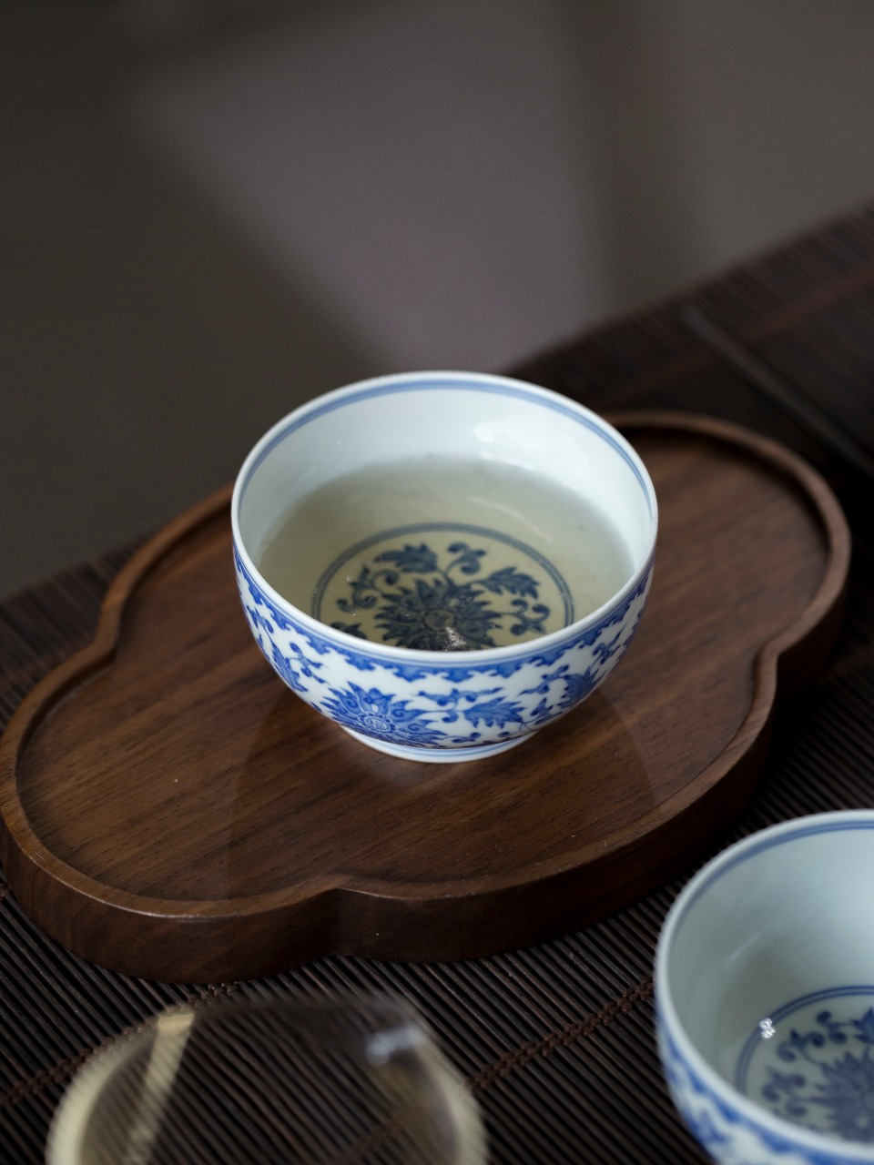 青花大号主人茶杯手绘缠枝莲心福字杯景德镇高温釉下彩仿古手工胎陶瓷