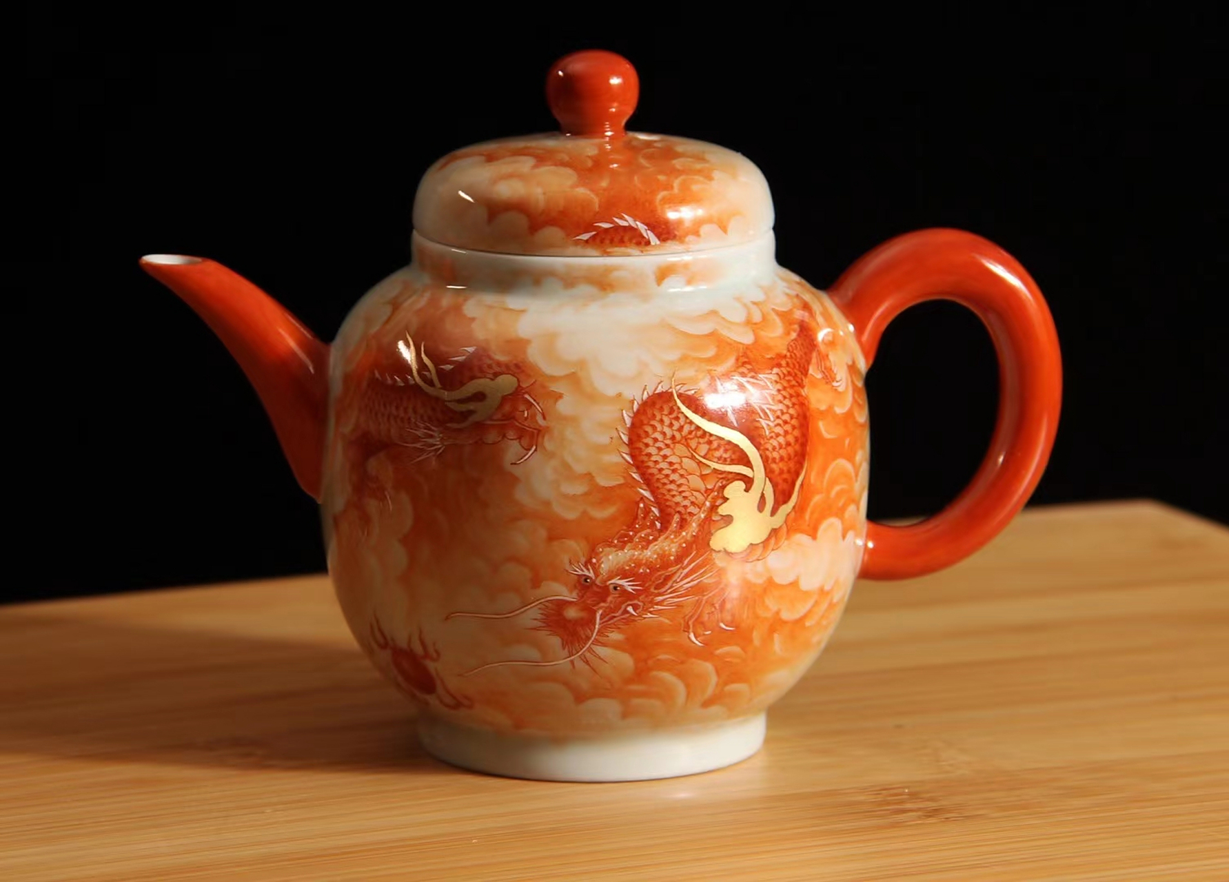 云过墙龙纹高端珍藏茶器球孔泡茶壶品茗主人茶杯小将军罐装饰陶瓷摆件