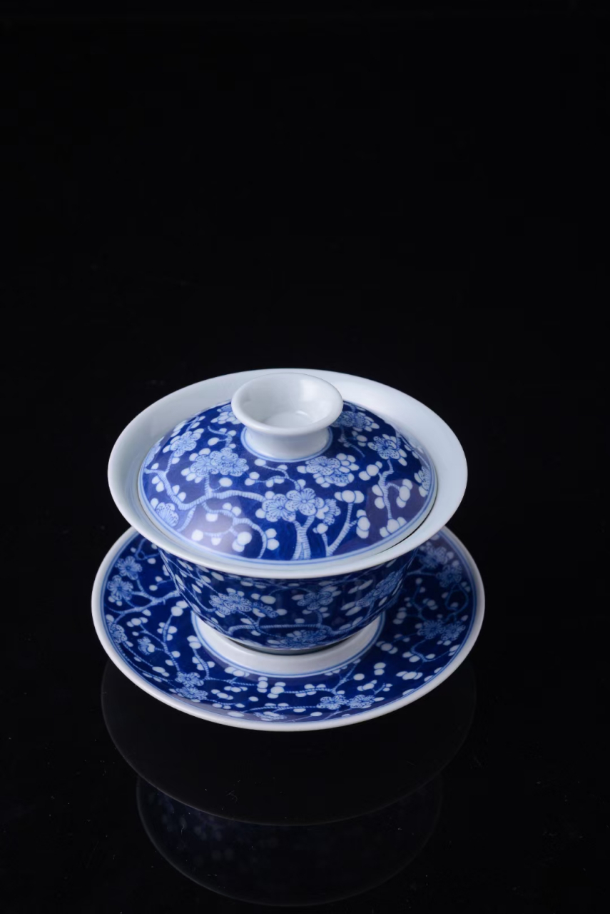 冰梅功夫茶具套组景德镇高岭土仿古泥古法手作珍藏陶瓷盖碗品杯95