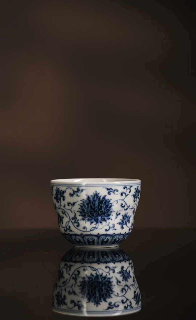 手工景德镇元代青花鬼谷子下山儒士高端男士茶具品茗单茶杯主人杯个人