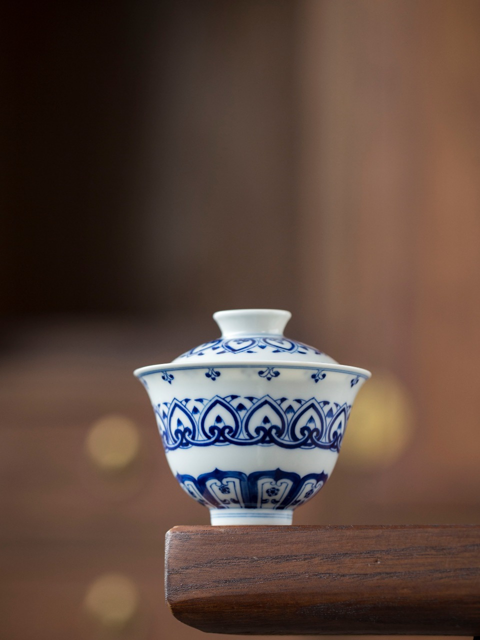 青花手绘宝相纹板凳花小两才盖碗岩茶实用泡茶器功夫茶具壶承品茗单杯