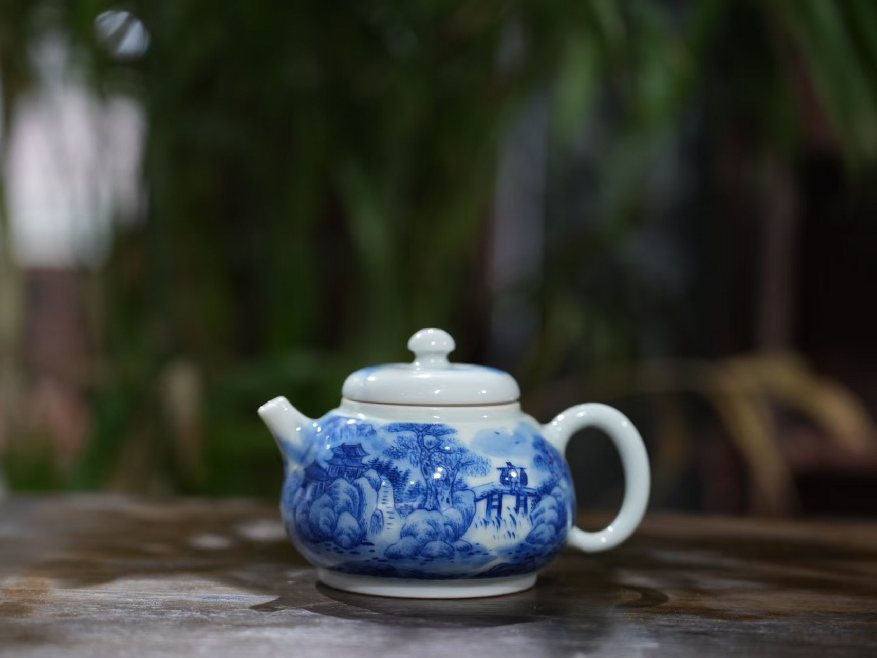 景德镇陶瓷中式手绘青花瓷山水纹小茶壶泡茶家用功夫茶具迷你单壶新品