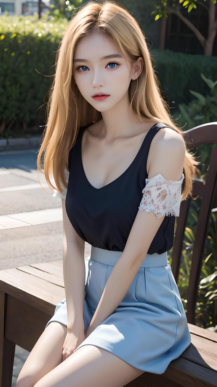 蓝眼睛,黄头发的女孩,漂亮可爱吗?