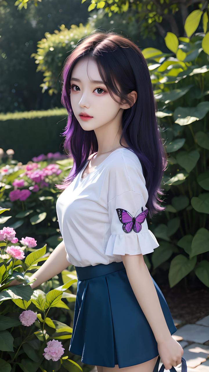 清纯可爱的紫发女孩,你觉得她漂亮吗?