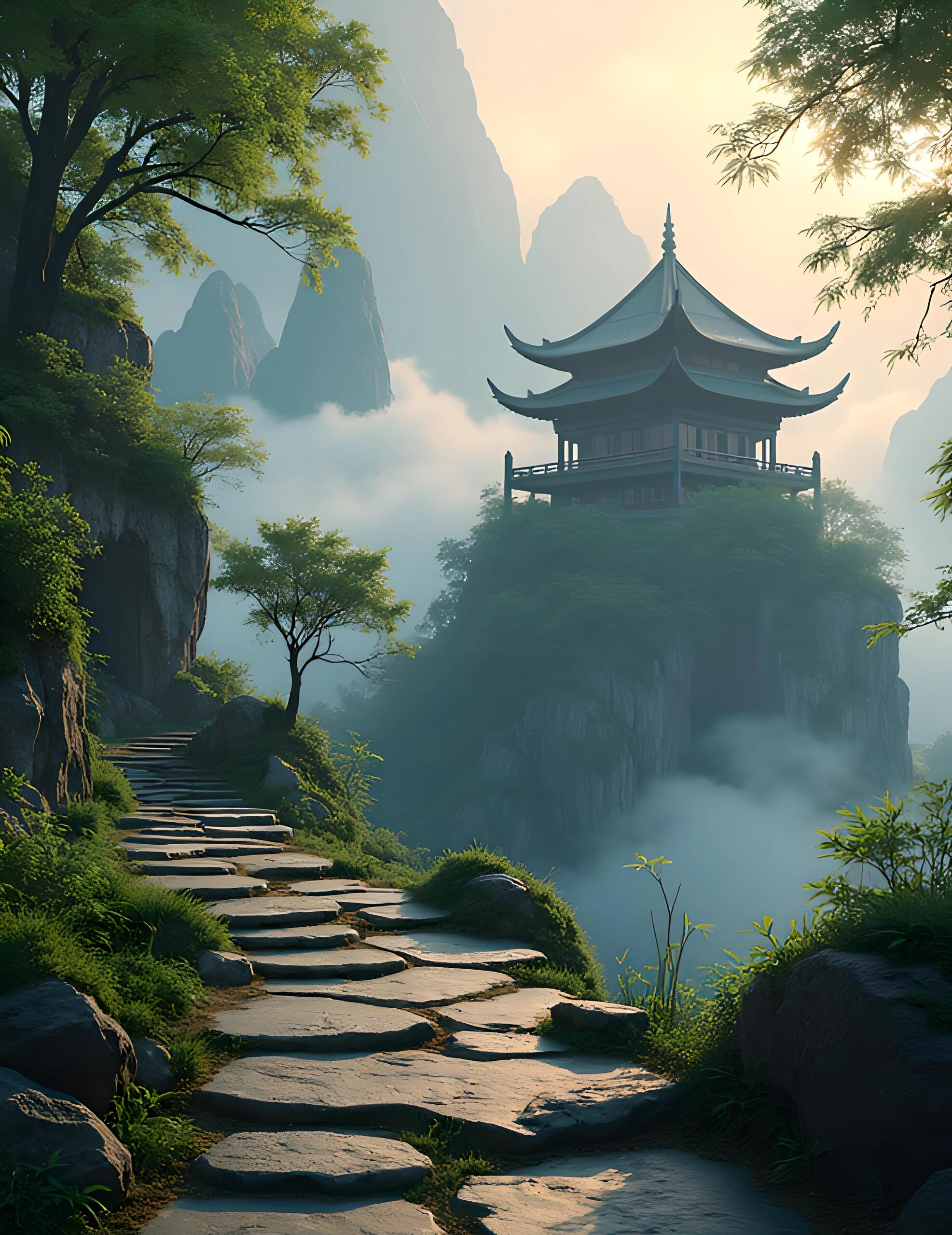 十里长亭图片古风森林山水太极图片大全古代十里长亭图片古代荒凉