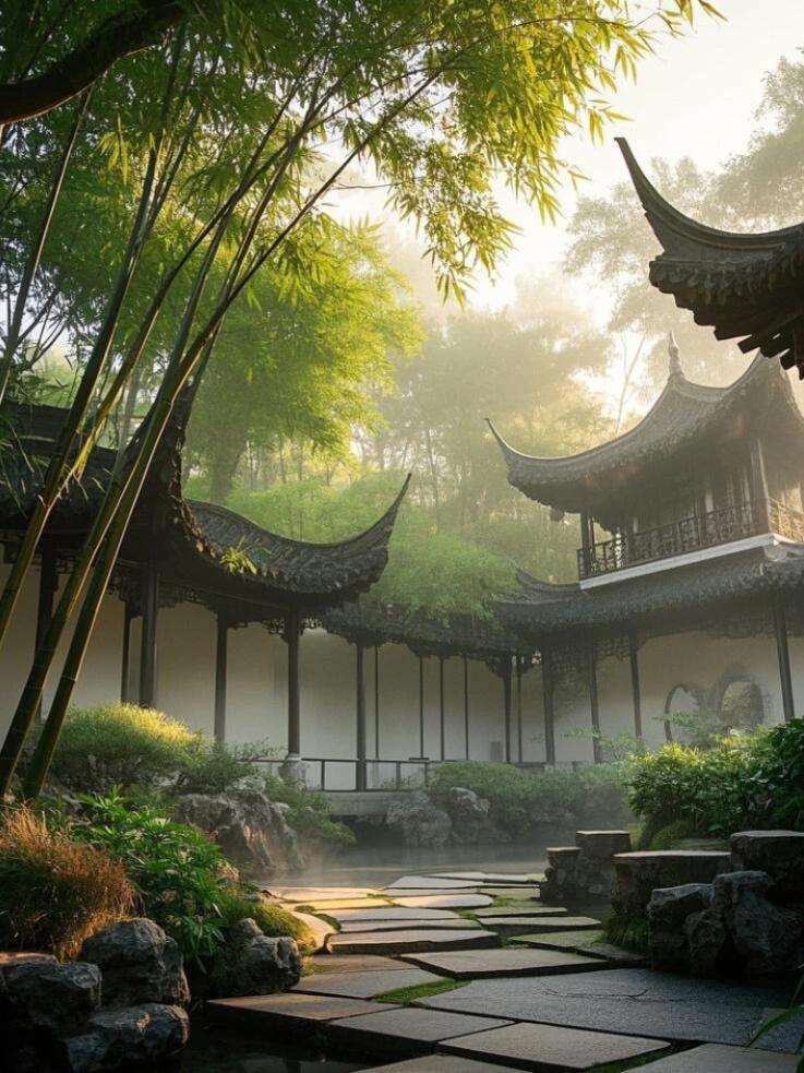古风唯美图片实景红楼梦风景图片连竹水榭图片大全梅竹亭台楼阁图片