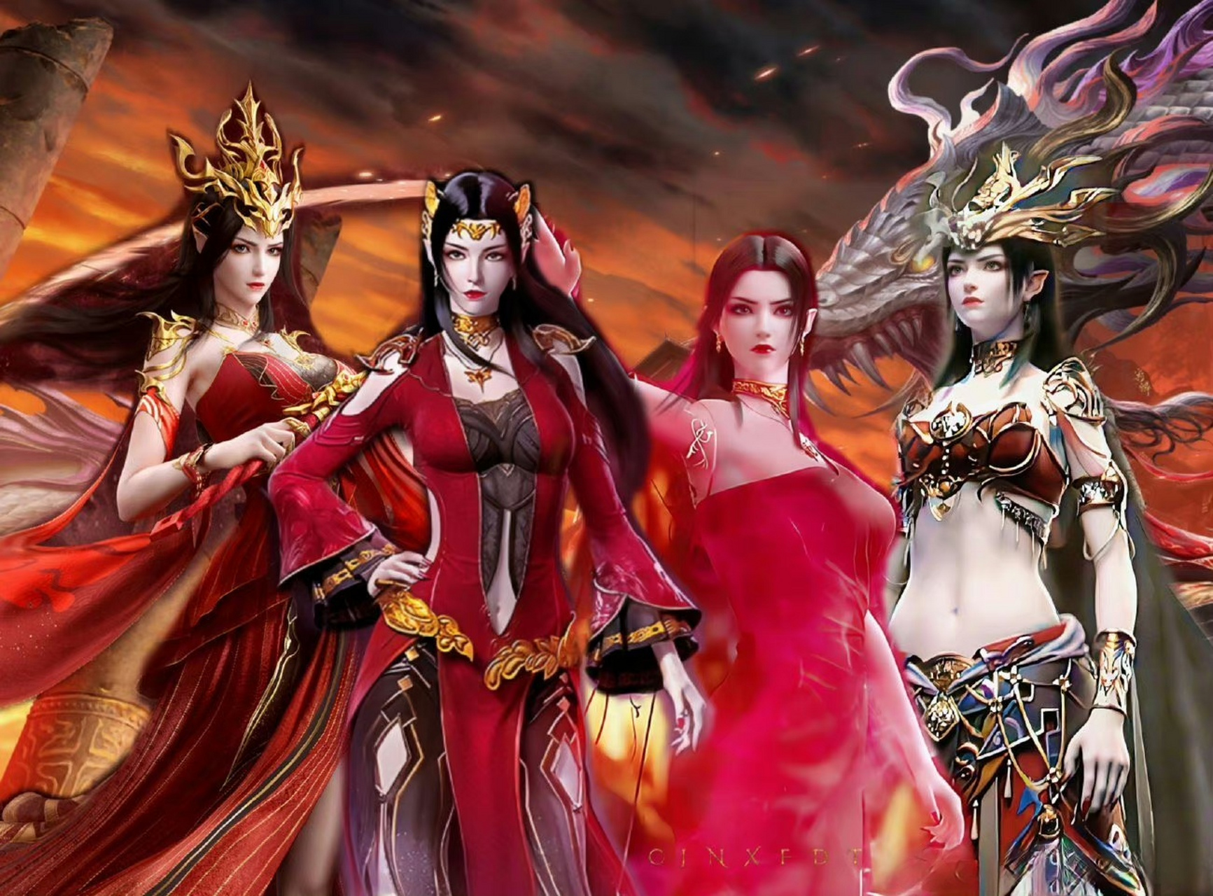 斗破苍穹# 美杜莎女王四种形象合集,大家最喜欢那一种呢?