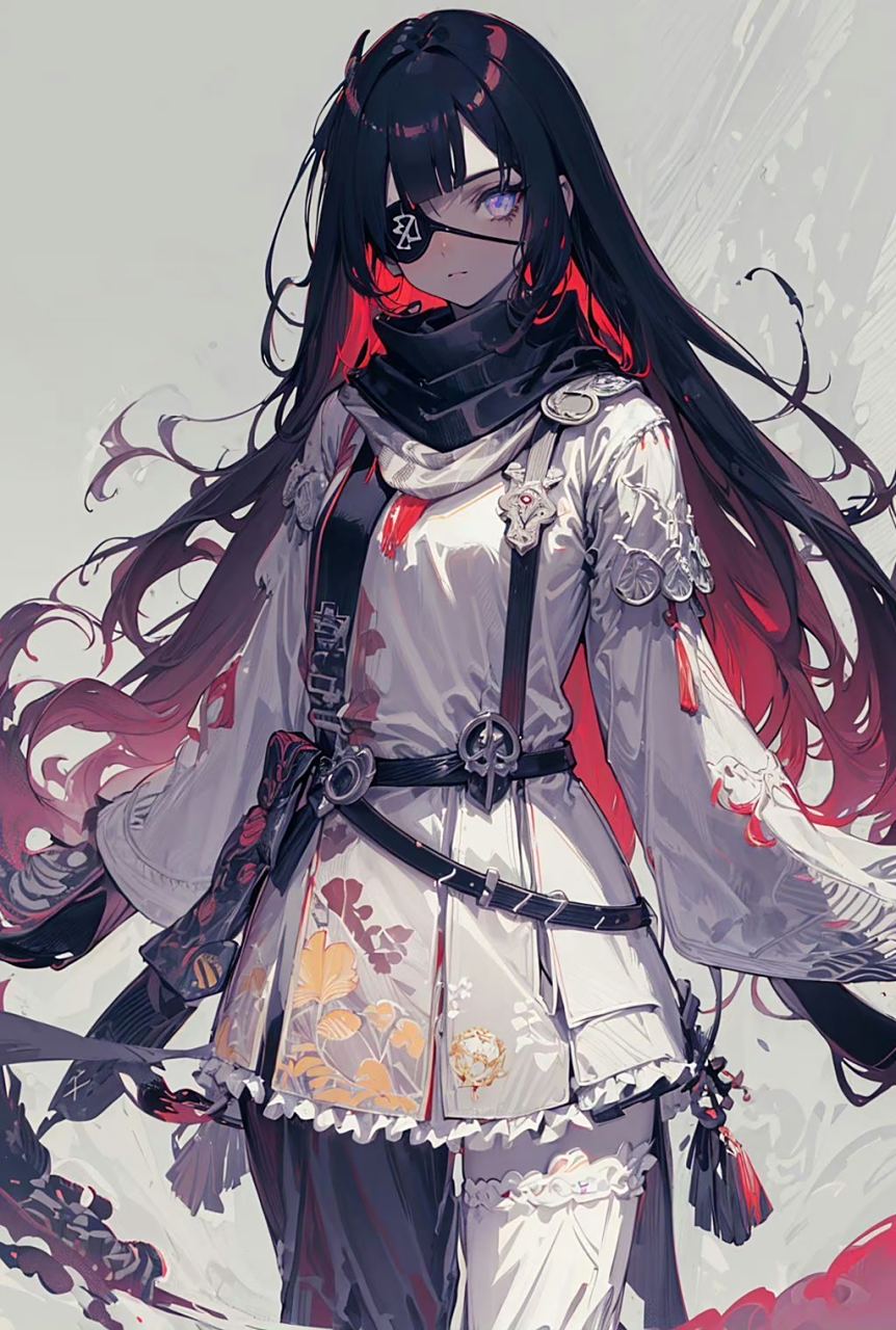 ai绘画# 独特风格的独眼少女