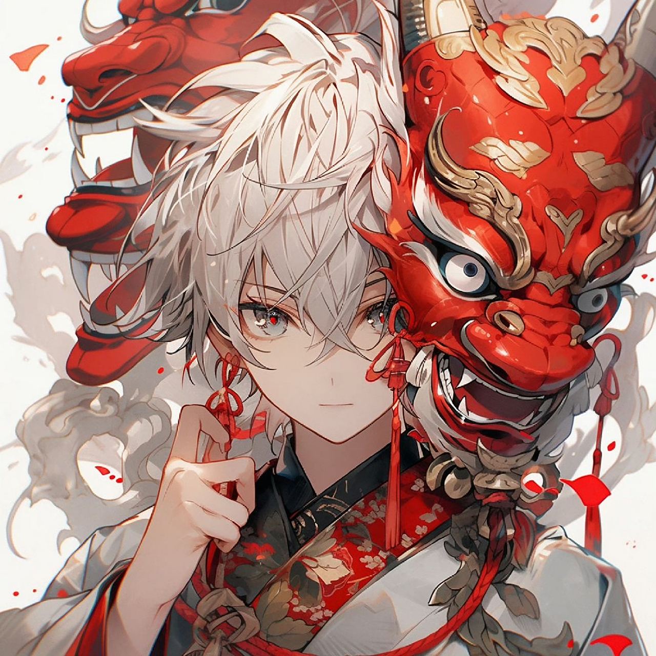 动漫头像和壁纸# 狐狸面具男生专属头像,等待你来领取哦!