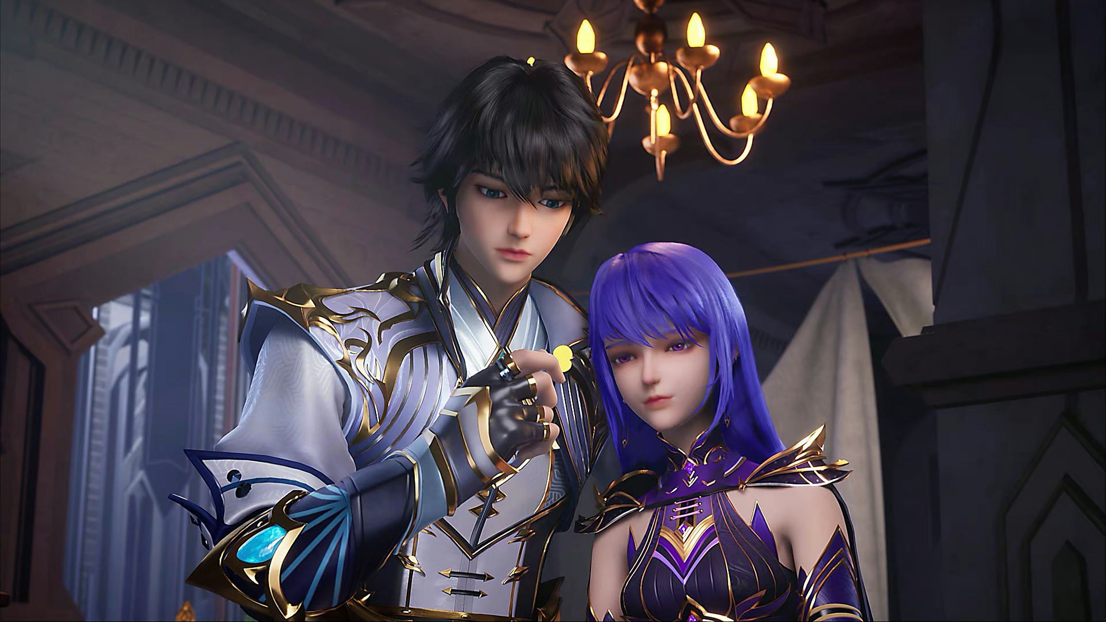 斗罗大陆# #神印王座# 龙皓晨与圣采儿的甜蜜时刻,这对情侣太惹人